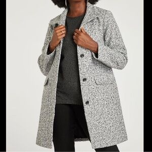 Soia & Kyo Light Gray Wool Blend Boucle Double Breasted Pea Coat